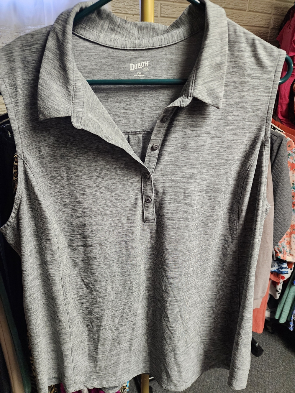Duluth Trading Co Sleeveless Polo Top - Heather Gray
